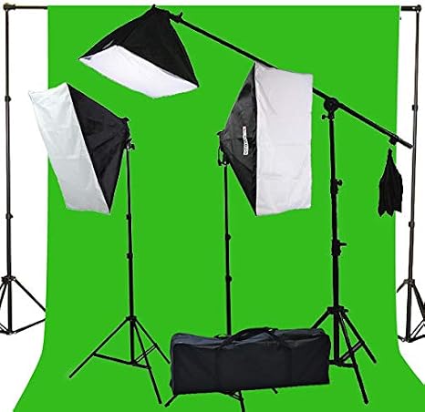 2400 Watt Photography Studio Video Light Lighting 10x20 Green Screen Background Stands Case Kits by ePhotoInc H9004SB2-1020G