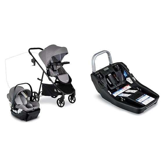 Britax Willow Brook Baby Travel System, Infant Car Seat and Stroller Combo with Aspen Base & AlpineTM Infant Car Seat Base with ClickTight