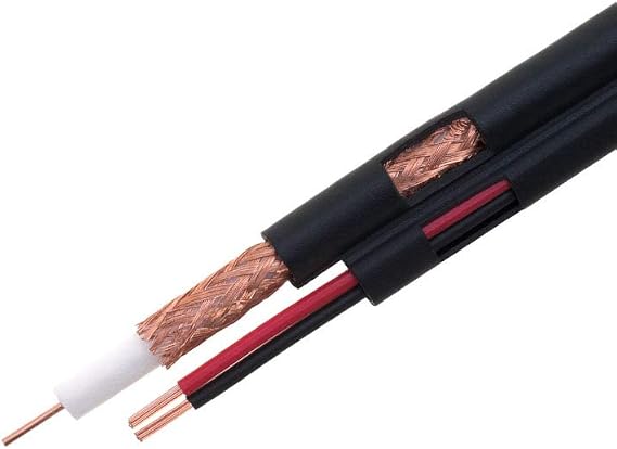 Cables Direct Online 250ft RG59/U Siamese CCTV Cable 20AWG Coaxial + 18/2 Power Conductors, 95% Shielded Bulk Cable for Analog Security Camera Installations, Black