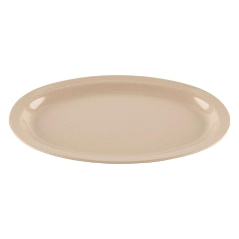 G.E.T. OP-612-S Melamine Oval Serving Platter, 11.75" x 8.25", Sandstone (Set of 12) | Dishwasher safe, Shatterproof, Restaurant service, Great for Entrees, Salads, Desserts and Appetizers