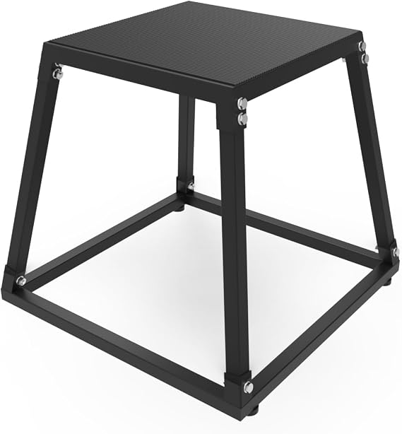 Plyometric Jump Boxes, 18 Inch Plyo Box, Anti-Slip Fitness Exercise Step Up Box, Heavy-Duty Stackable Steel Jump Box for Home Gym Training, Conditioning Strength Training, Black