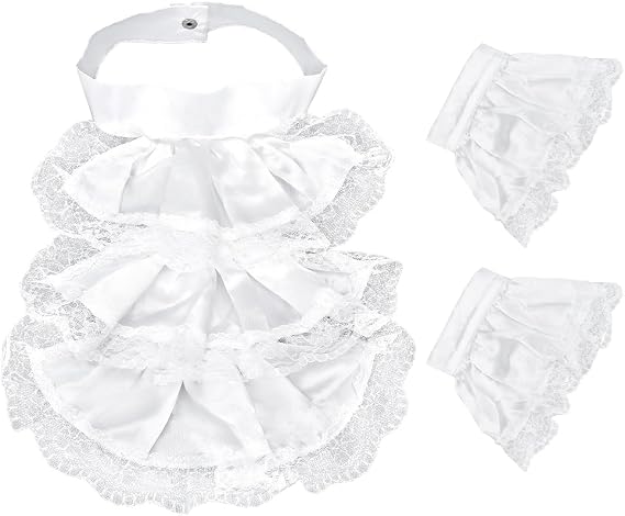 Victorian Lace Jabot Cuffs Set Black Colonial Lace Jabot Cuffs Collars Victorian Steampunk Chiffon Neck Collar