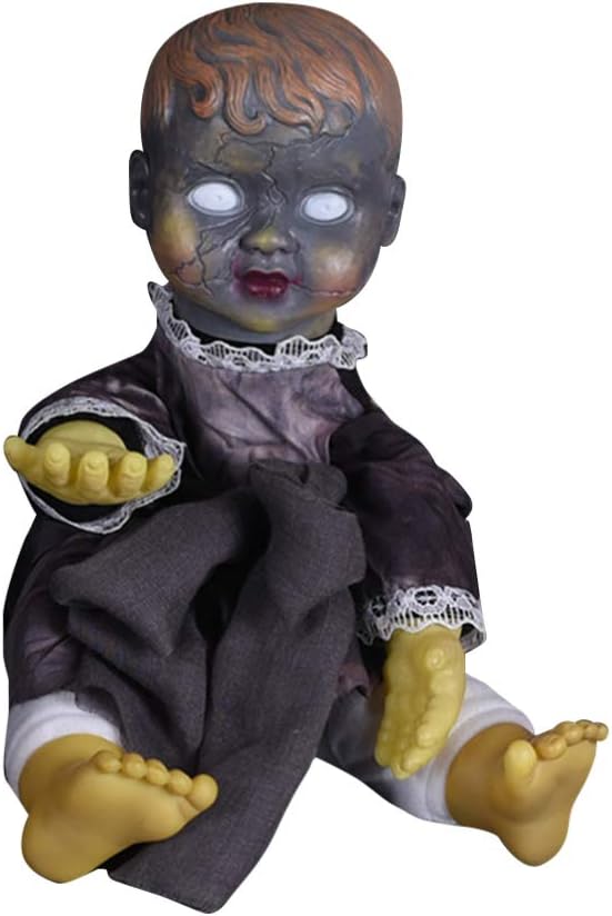 PRETYZOOM Ghost Doll Electric Sitting Doll Toys Horror Voice Control Glowing Sound Making Plaything Doll Creepy Scary Props for Bar Party Ornaments (Assorted)