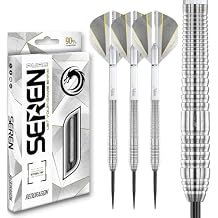 RED DRAGON Darts Seren Pure Series - 90% Tungsten Professional Steel tip Darts Set with Dart Flights and Dart Shafts (Stems) - Available in Four Styles - Available in 21g, 22g, 23g, 24g & 25g