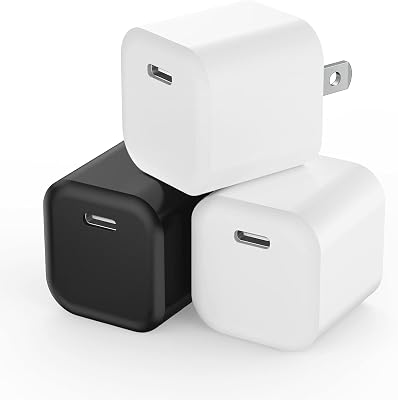 USBC Charging Block, Besgoods USB C Wall Charger Power Adapter Portable Cube Fast Charging Plug Compatible with iPhone 17 16 15 Pro Max 14 13 12 11 SE XR XS X 8 7 Plus, Pad - Black&White, 3Pack