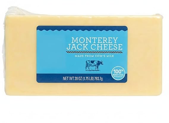 Monterey Jack Cheese , A smooth-textured with an easy-to-melt quality that makes it terrific for cooking. Slice and melt it in your favorite Mexican dishes, grate it on burgers or sprinkle in salads for added zest. This versatile cheese will crown your casseroles and rev up your rolletinis. Stuff in chili or jalapeno peppers or swirl into a dip for a luscious crowd pleasing snack. [ 28 oz , 1.75 lb ]