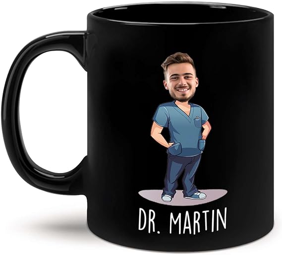 Personalized Dental Professional Mug, Dentist Black Cup With Custom Name And Photo, Novelty Dentist Coffee Mug 11oz 15oz, Customized Dentist Lover Ceramic Cup, Gift For Men Women