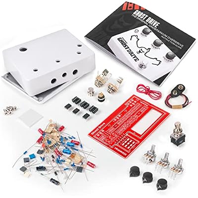 StewMac Ghost Drive Pedal DIY Build Your Own Overdrive Kit, With White Enclosure, Based on the Klon Centaur 12254-W