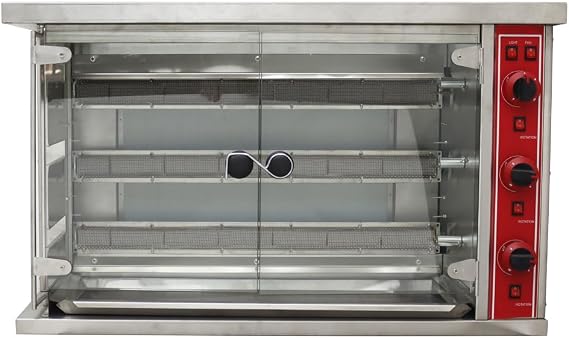 LPG Chicken Roaster Commercial Use Fully Automatic Rotating Chicken Oven 122F - 572F Three Skewer Forks, Automatic Rotation, Temperature Adjustable
