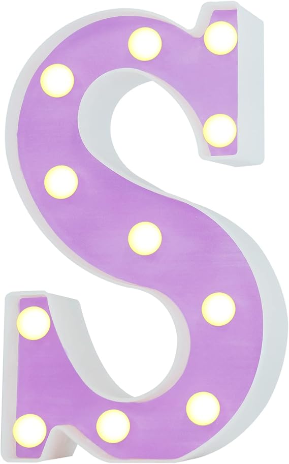 Pooqla Light Up Letters S, Marquee Letters Purple Birthday Decorations