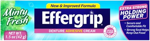 Effergrip Denture Adhesive Cream, Extra Strong Holding Power, 1.5 oz. (Pack of 1)