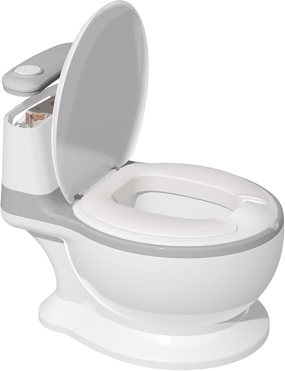 Potty Training Toddler Toilet Seat, Baby Potty for Boys Girls, Toddlers Pottie Realistic Toilet Pottys Chair Potties with Splash Guard Anti-Slip Base Removable Bowl for 1-6 Year Old Childrens