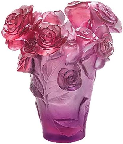 Daum Passion Vase Red and Purple Rose Small