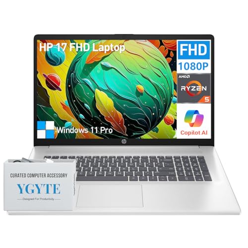 HP 17 Inch Laptop Computer, 17.3 IPS FHD Business Laptop PC, AMD Ryzen 5 6-Cores, 32GB RAM 1TB SSD, Windows 11 Pro, 10-Key Number Pad, WiFi 6, HDMI, USB-C