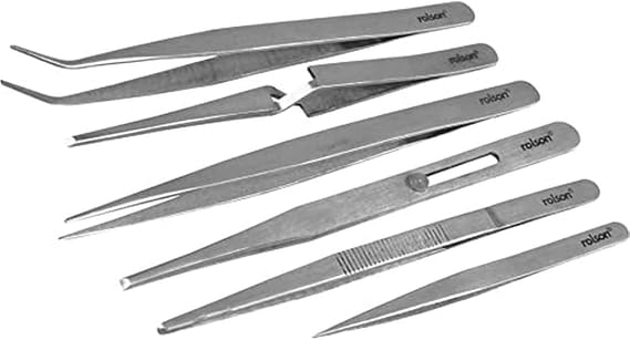 Rolson 59104 6 pc Stainless Steel Tweezers