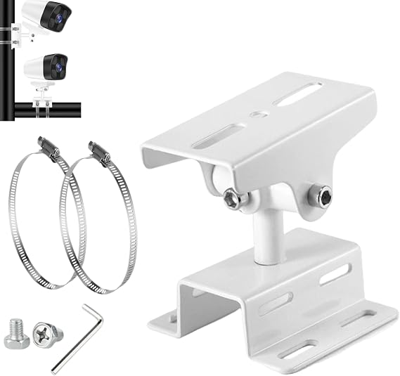 CCTV Security Camera Pole Mount Brackets with 100mm Loops, 360 Rotation Adjustable Indoor Outdoor Monitor Camera Pole Mount with 2 Loops for Dome Camera/IP Camera/CCTV Camera
