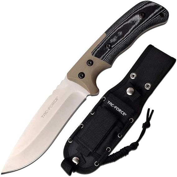 Tac-Force Fixed 4.9 in Blade Tan-White Micarta Handle