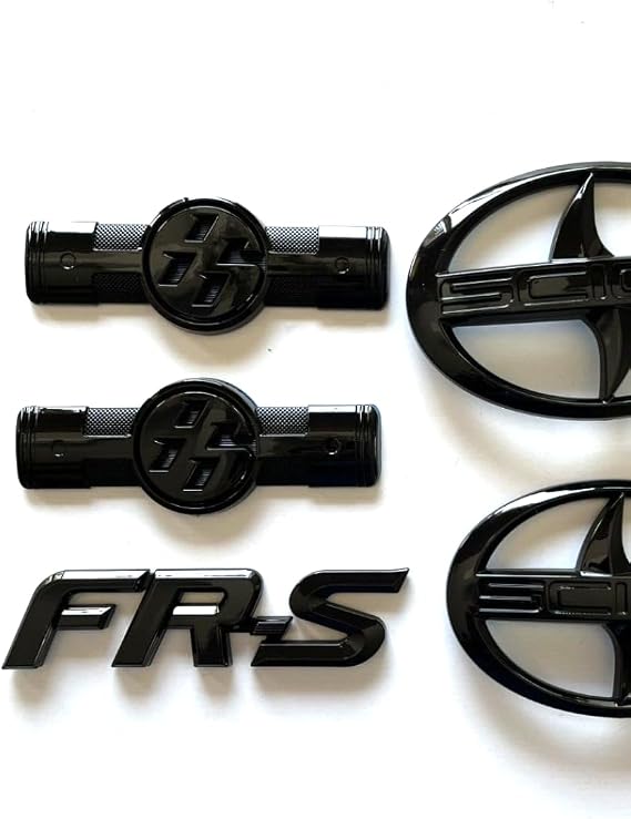 Set Black Out Car Emblem Exterior Front RearS IDE Badges for GT86 Scion FR-S 2012-2016 SC-S5GB (Glossy Black)
