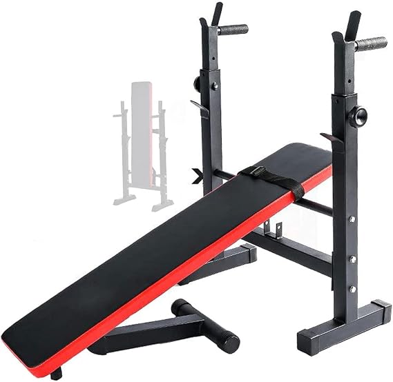 GJXJY Weight Benches with Barbell Weight Rack, Foldable Bench Press Gym Training Equipment Adjustable Weight Bench Folding, Fitness Exercise Training Multi Sit up