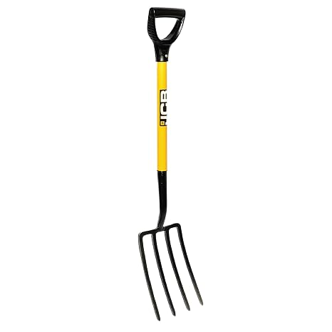 JCB - Professionelle solide geschmiedete Gartengabel – leichte Gartengabel – professionelles Metall-Gartenwerkzeug mit langem Griff – Heimwerker Graben Ausmuntern Mist Jäten