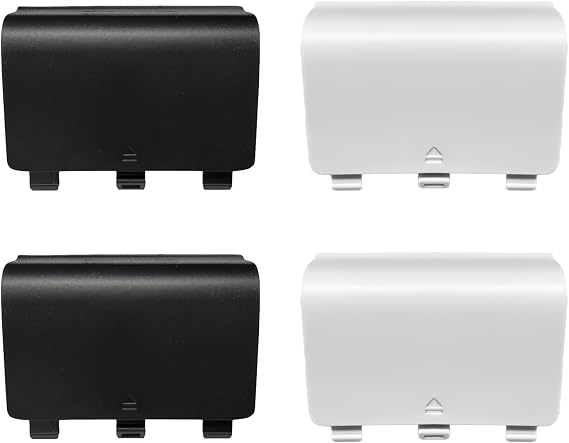 4 Pack One Controller Battery Cover for Xbox One, One S/One X Controller Battery Back Cover [NOT for Xbox Series X/S], Battery Back Shell Covers for Xbox One, One S, One X Controller(White/Black)
