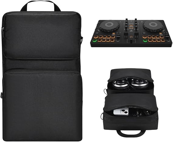 DJ Controller Case Compatible with AlphaTheta FLX2/Pioneer DDJ-200/WeGO4 | Fits AlphaTheta FLX2, Pioneer DDJ-200/WeGO4, Hercules Inpulse 200 MK2. Padded 6mm PE cotton, Cable Pocket.