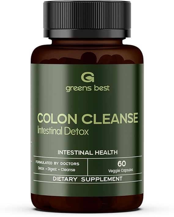 GREEN'S BEST Colon Cleanse Capsules Advanced Digestive Support & Natural Detox with Probiotics, Senna, Aloe Ferox & Fiber for Gut Health & Regularity 60 Veggie Capsules