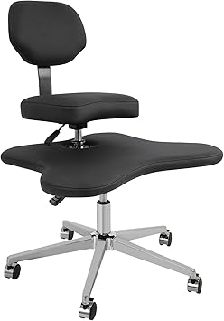 Cross Legged Office Chair with Wheels, Meditation Chair with Back Support, Height Adjustable ADHD Desk Chair for Adults, Wide Criss Cross Chair with Lumbar Support, Yoga Office Chair (Black)