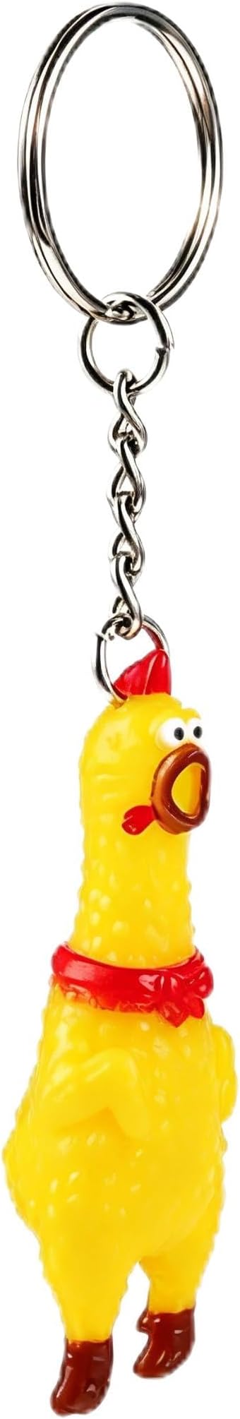 Yellow Shrilling Screaming Chicken Keychain, Mini Rubber Squeeze Screaming Chicken Car Keychain Prank Key Chain Novelty for Bags Keys Phones Keyrings Novelty