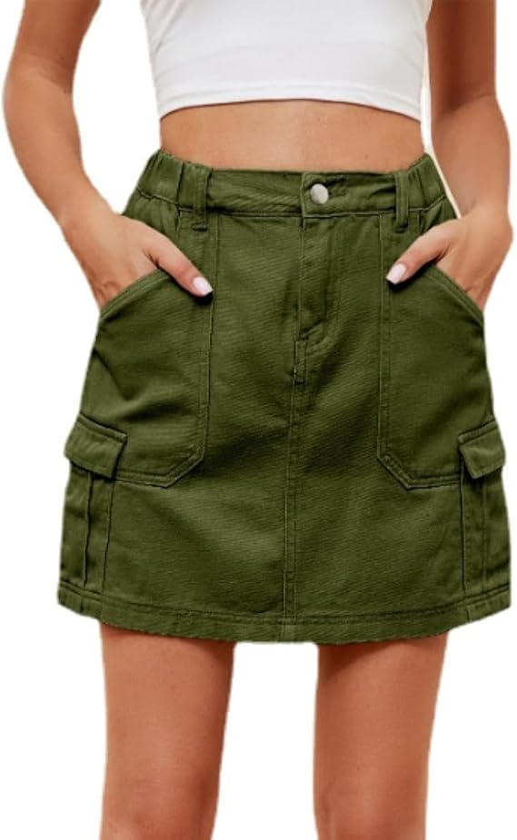 POHADON Cargo Jean Skirts for Women 2026 Trendy Y2k Denim Short Skirt with Pocket Casual Summer Going Out Beach Outfits