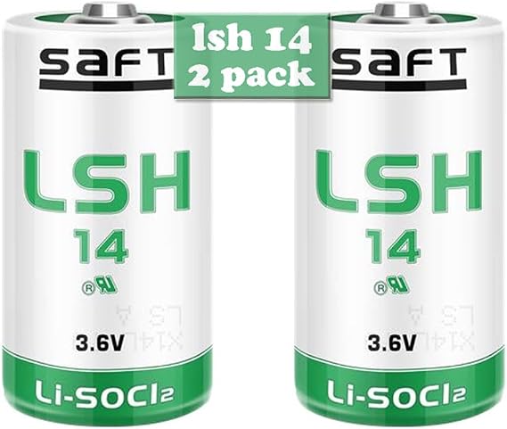 2 Pack3.6V 5800mAh Lsh14 Lithium Battery for Saft lsh14 Replacement for LS26500 LS26500 LSH 14, Green