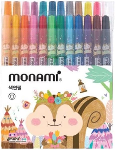 Plastic Twist Up Crayons Color Pencils, Assorted Colors Set 24 Twistables Pens for Monami