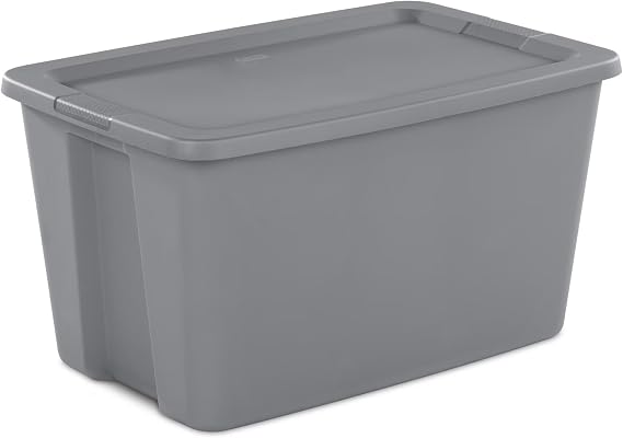 Extra Large Storage Bin, 30 Gallon Plastic Storage Container with Snap-On Lid, Gray