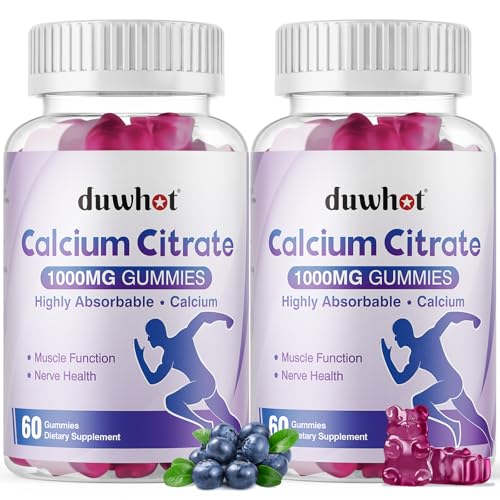 Calcium Citrate Gummies, Chewable Calcium Citrate 1000mg for Bone, Muscle & Immune Support, Ultimate Absorption Calcium Supplements for Women & Men, Blueberry, 120 Chews
