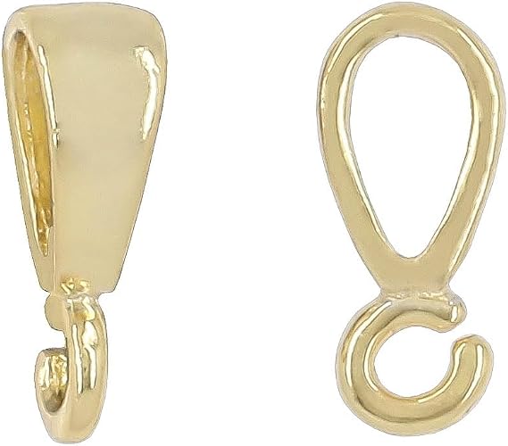 2PC Sterling Silver Extra Small Pendant Bail Connector with Open Loop, 18kt Gold Plated