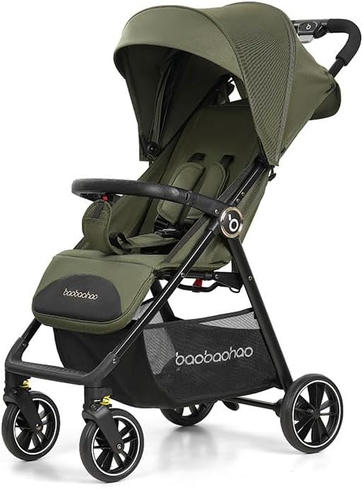 Lightweight Baby Strollers for Airplane,Ultra-Compact Travel Stroller,One-Hand Auto-Fold,Portable Toddler Stroller UPF 50+Canopy,3 Recline Positions&Large Storage Basket 11.68 lbs (Green)