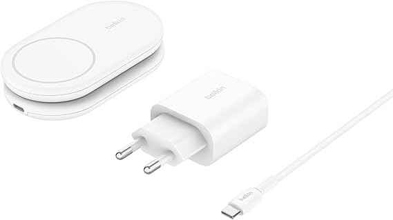Belkin WIZ028VFWH BoostCharge Pro Katlanabilir Qi2 15W Kablosuz Şarj Standı - Beyaz