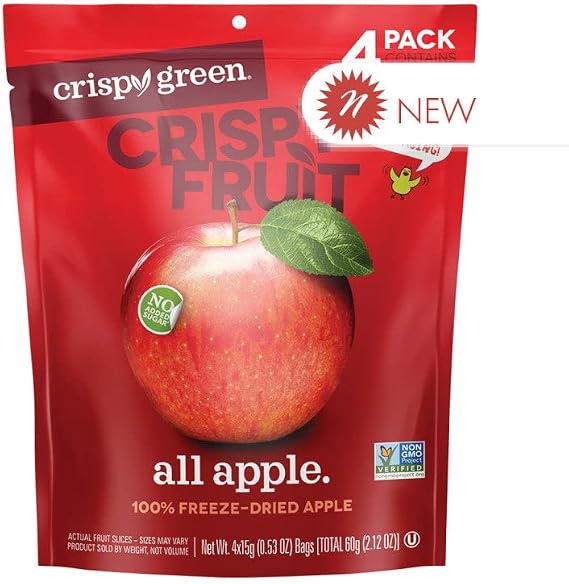 Crispy Green 406407 2.12 oz All Apple Dried Fruit Multi Pack - Pack of 8