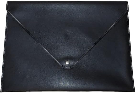 2K PU Deri A4 Dosya Klasörü Belge Tutucu Su Geçirmez Portföy Zarf Dosya Klasör Kılıf Çıtçıtlı Dosya 25,5X33,5 CM -SİYAH