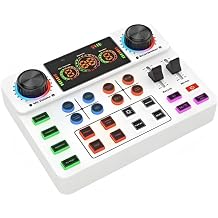 Canlı Yayın Ses Kartı Bluetooth Podcast Ses Mikseri, 12 Ses Efekti ve Voice Changer Özellikli, 3.5mm Stereo Çıkışlı, 800mAh Bataryalı Ses Kartı TikTok YouTube Yayın ve Podcast İçin