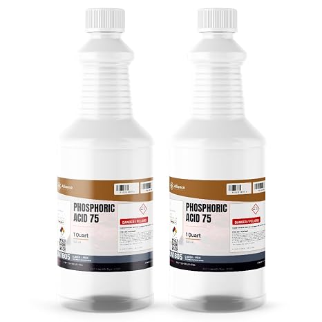 Alliance Chemical Phosphoric Acid 75% ACS Grade - 2 Quarts - Dual Pack for Laboratory Experiments, Material Testing, and Phosphoric Acid Cleaner Use