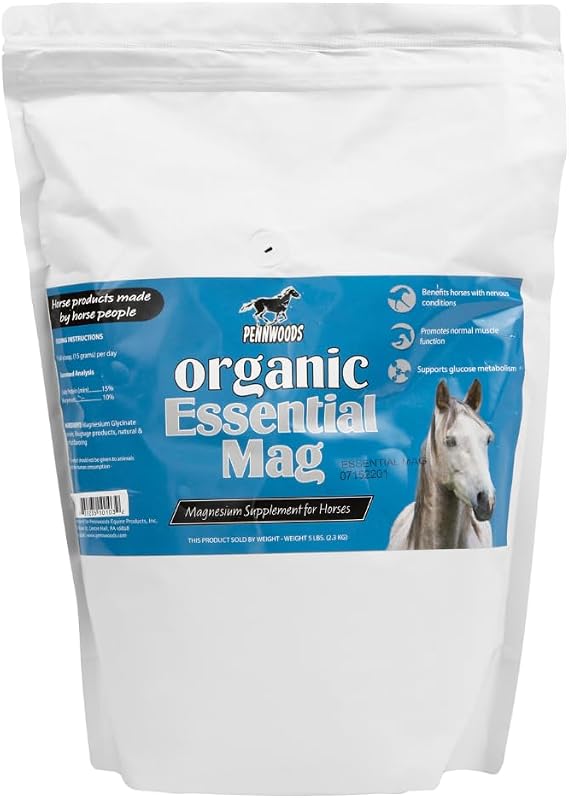 Calming Supplement for Horses Magnesium Glycinate Powder Supports Calm Behavior & Metabolic Health for Hot, Nervous & Easy Keepers 5 LB