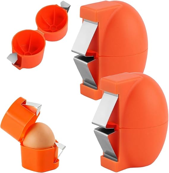 Egg Shell Opener Egg Cracker Tool, 2026 New Eggs Separator Tools for Raw and Hard Boiled Eggs Peeler Shell Remover, Egg Cracking Peeling Tool Portable Kitchen Gadgets for Cooking Baking (Orange, 2pcs)