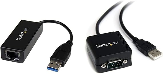 USB 3.0 to Gigabit Ethernet Adapter - 10/100/1000 NIC Network Adapter &  USB to Serial Adapter - 1 Port - FTDI USB UART Chip - DB9 (9-pin) - USB to RS232 Adapter,Black