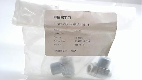 Festo Grla-1/8-B - Pack of 2 - Flow Control Valve, 0.3-10Bar, Grla-1/8-B - Pack of 2 -