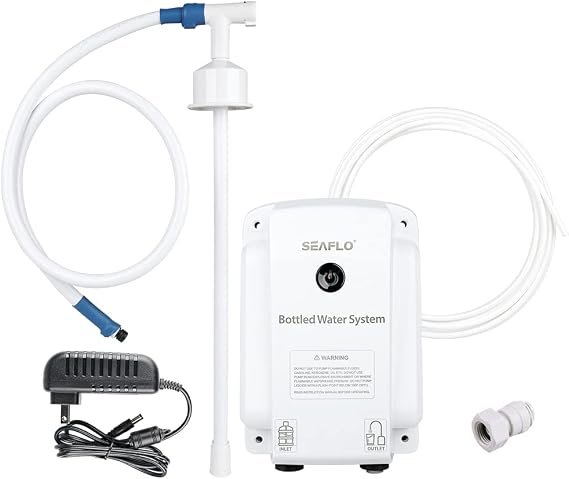 SEAFLO Bottled Water System - Convenient On/Off Switch, 20ft Discharge Tube, Wall Plug
