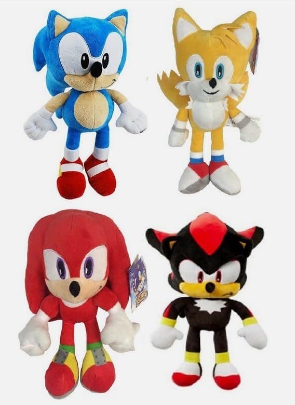 ENVI Sonic The Hedgehog 12 Inch Plush Soft Toys Sonic Tails Knuckles Shadow SONIC SET OF 4 NWP>