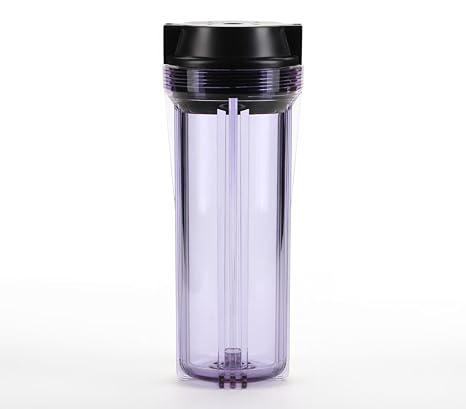 Hydronix HF2-10CLBK12, 10" Clear Housing with Black Flat Cap For RO & Filtration Systems, 1/2" Ports
