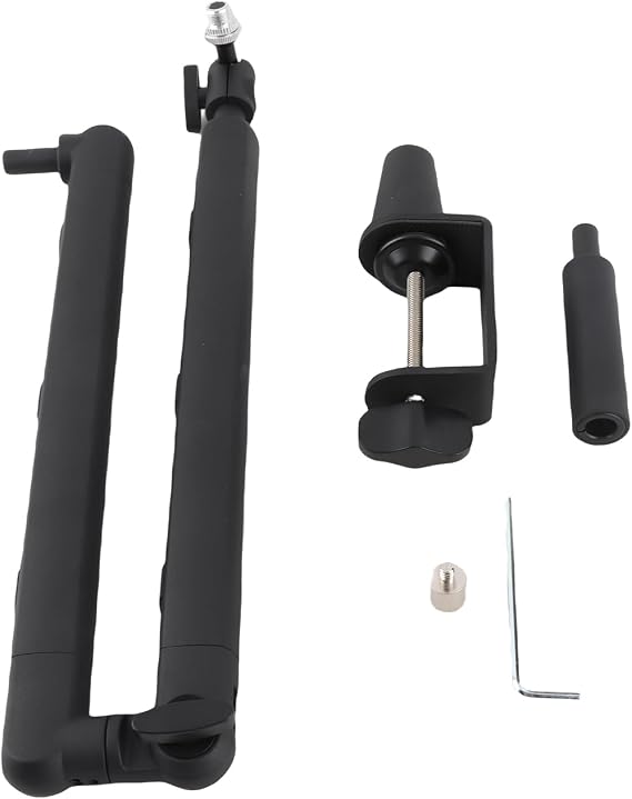 HUIOP Microphone Boom Arm Low Profile Adjustable Stick Microphone Arm Stand with Desk Mount Clamp Screw Adapter Cable Management Metal Mic Boom Arm for Podcast Streaming Gaming Studio