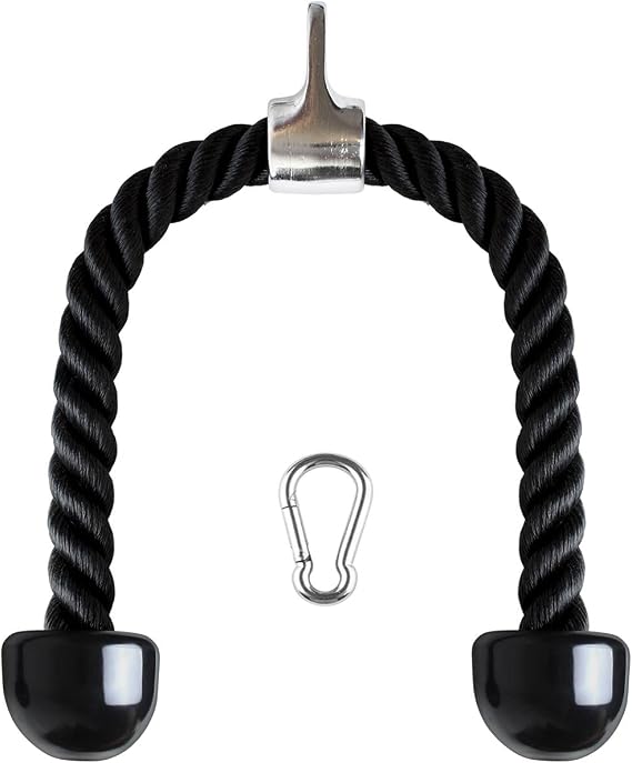 CampTeck U6935 - Nylon Triceps Rope Twisted Rope Triceps Jam to Pull Down with Non-Slip Handles - Biceps Triceps Gym or Home - Black